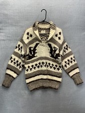 Vintage 80s Genuine Cowichan Indian Hand Made Knit Cowichan Sweater READ