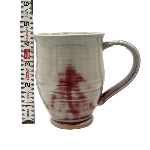 Studio Pottery Coffee Mug Gray and Oxblood Red Glaze White Clay Body Signed - Picture 8 of 8