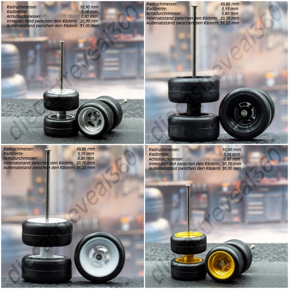 Räder Satz 1/64 Modelle Gummireifen Felgen für Hot Wheels, Matchbox, Majorette - Bild 2 von 4