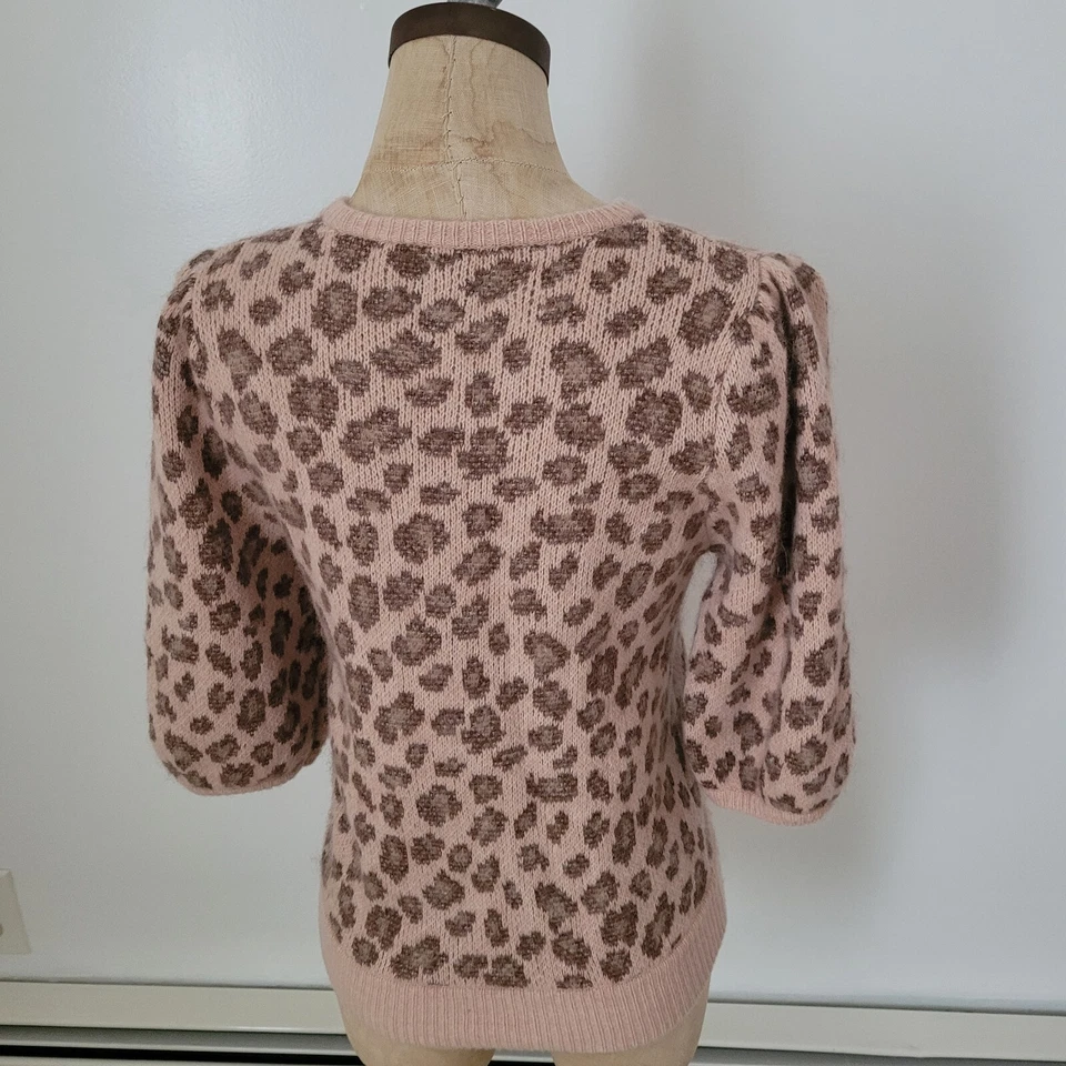 Demylee × J. Suéter Crew Estampado Leopardo S Puff Manga Corta Suéter Lana Mohair Foto 4 de 4