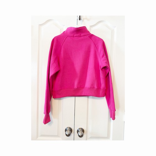 AUTOMET Womens Sweatshirt Half Zip Cropped Pullover Fleece Quarter XS Pink NWT - Afbeelding 2 van 17