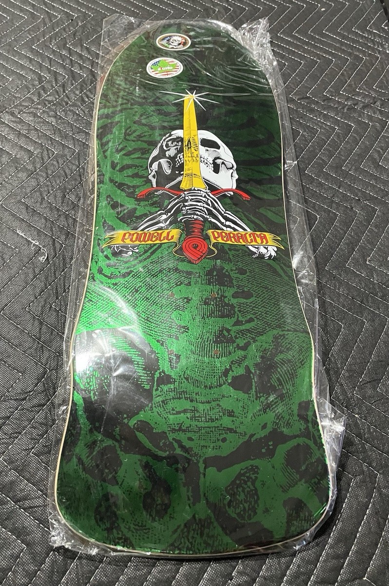 Powell Peralta Skateboards Skull And Sword Geegah Deck Green Foil