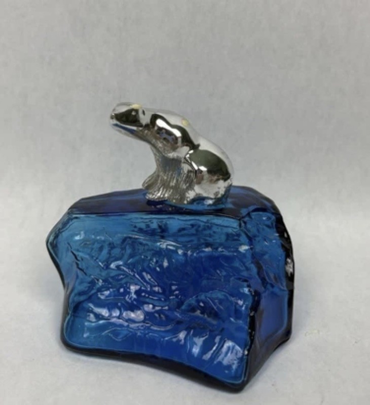 Vintage Avon Polar Bear On Blue Ice Cologne Bottle Empty