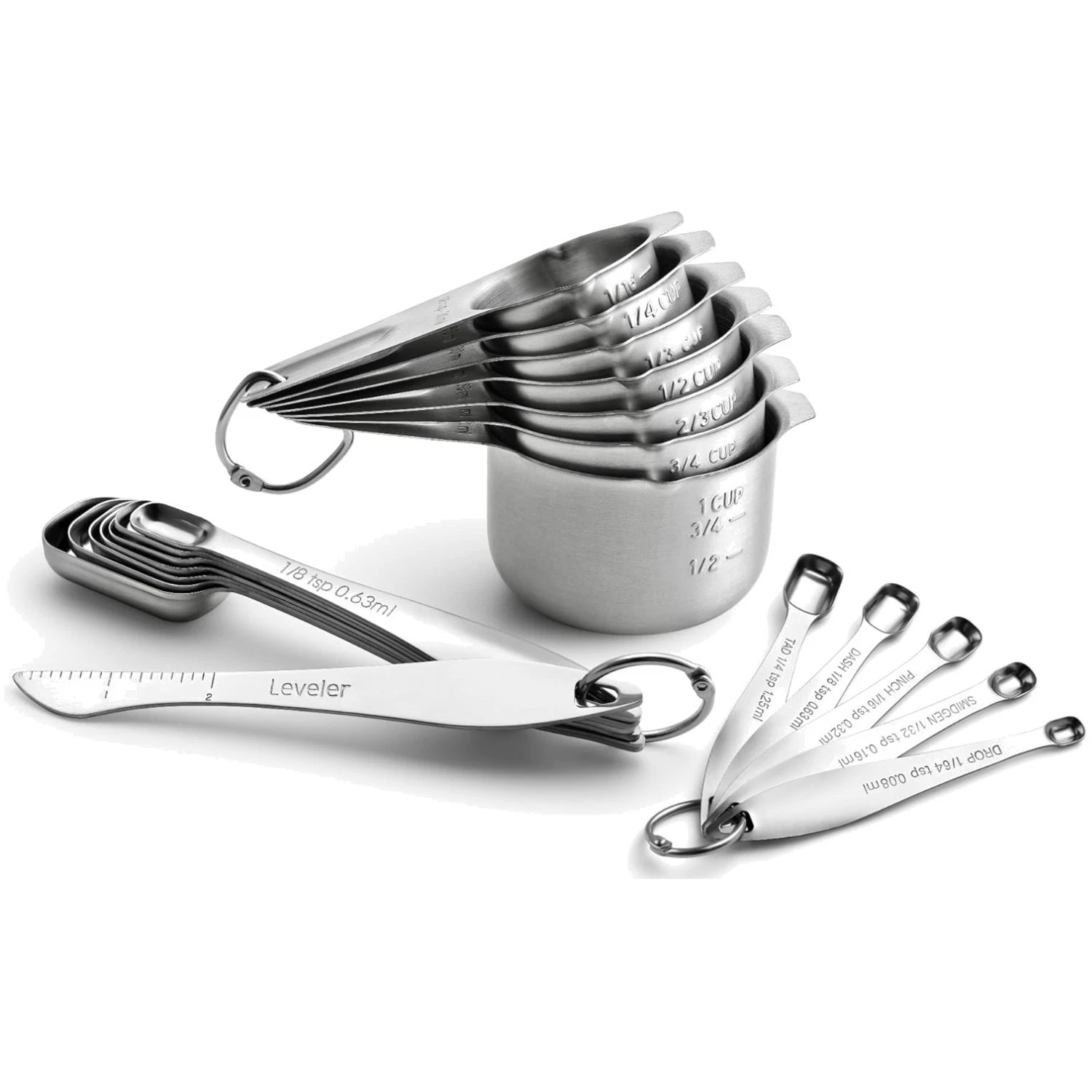 Stainless Steel Measuring Cups & Spoons Set - 20pc