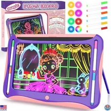 Magic LED Drawing Board for Kids 6-8 - Light-Up Tracing Pad with 9 Cards & 6