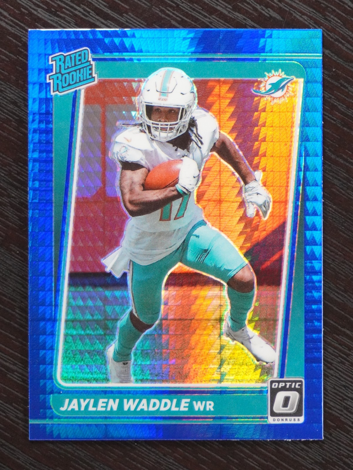 2021 Panini Donruss Optic Blue Hyper Prizm Jaylen Waddle #208 Rookie RC