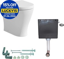 Back To Wall Toilet BTW WC Pan Soft Close Seat Concealed Cistern Flush Button