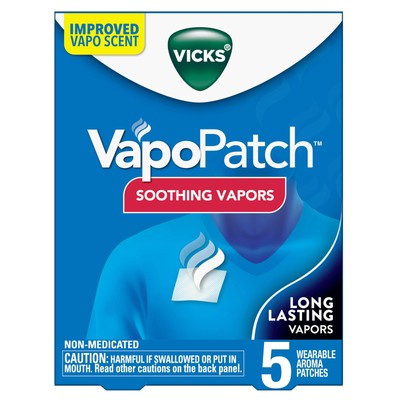 Vicks Adult VapoPatch Soothing Vicks Vapors Long Lasting Non-Medicated 5 Count