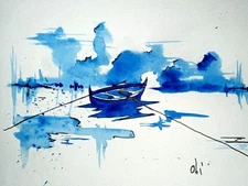 Watercolor 11x17 hand painted signed "LANDESCAPE" 11X17cm