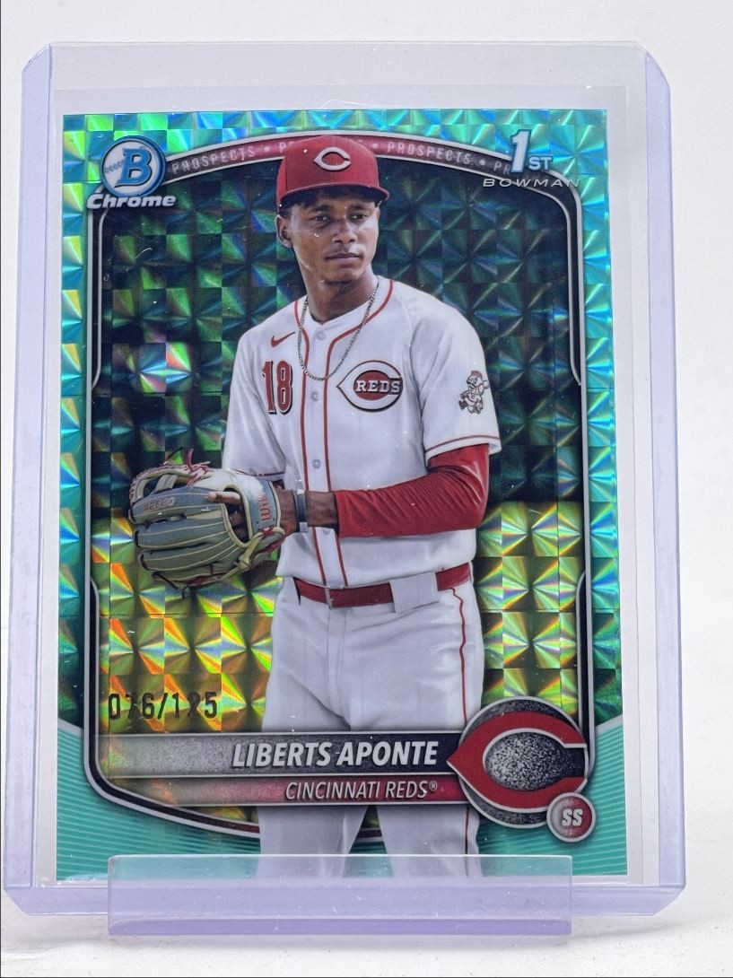 LIBERTS APONTE 2025 BOWMAN CHROME 1ST AQUA GEOMETRIC REDS /125 Q4362