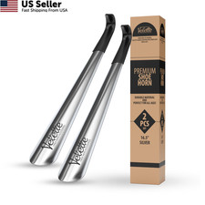 Velette Long Shoe Horn for Seniors - 2 Pack 16.5" Metal Mix, Sliver