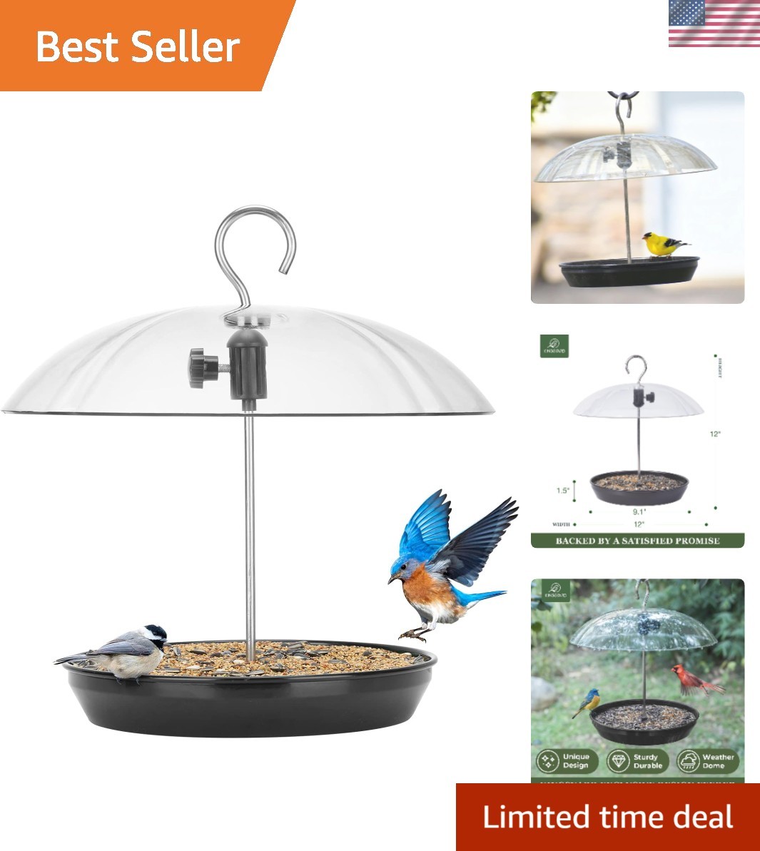 With Durable Dome Top For Backyard Birdwatching