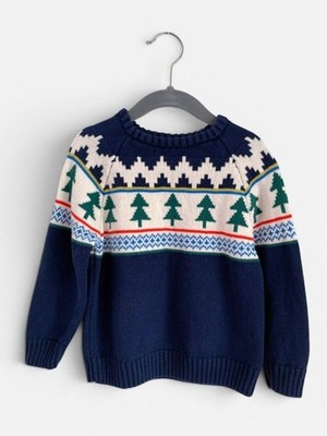 Hanna Andersson Winter Solstice Fair Isle Tree Holiday Sweater 3T 100% Cotton