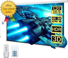 120" Motorized Projector Screen Electric Diagonal Automatic Projection 16:9 HD M