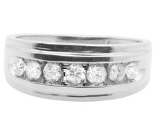 Men's 10K White Gold One-Row Genuine Channel Diamond Wedding Band Ring 0.5CT