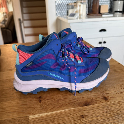 Merrell Waterproof Hiking Trail Shoes Youth 4 Womens 6 Blue Pink Outdoor Sneaker