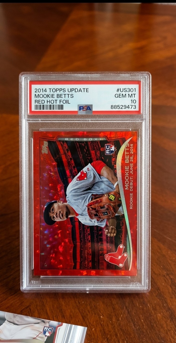 2014 Topps Update Red Hot Foil Mookie Betts ROOKIE RC PSA 10 GEM MINT #US301