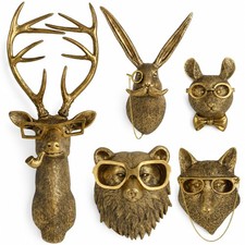 UITWMKTG 5 Pack Animal Head Wall Decor Gold Sculpture 5 Pack, 5