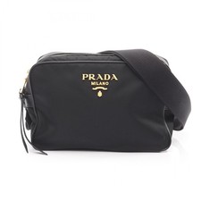 PRADA Crossbody Shoulder Bag Nylon Saffiano leather Black Used Women