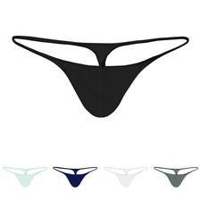 Mens Classic Ice Silk Thong Underwear Low Waist Breathable G Strings Pouch
