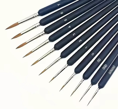 Fein Detailpinsel Set 11-teilig für Miniaturmalerei & Modellbau   Größen 0000 7