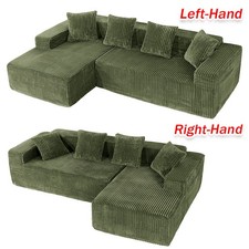 Jumbo Cord L-Shaped Corner Sofa Bed 4-Seater Modular Lounge Sofa with Bolster UK