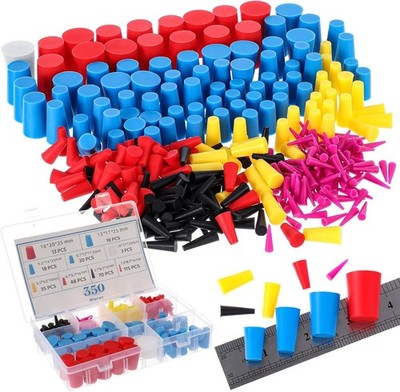 350 Pcs Silicone Tapered Plugs Set - High Temp Stoppers for Coating & Painting