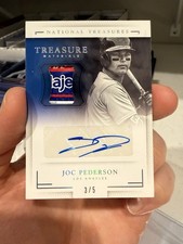 2016 National Treasures Joc Pederson /5 Signature Material Prime Laundry Tag SSP