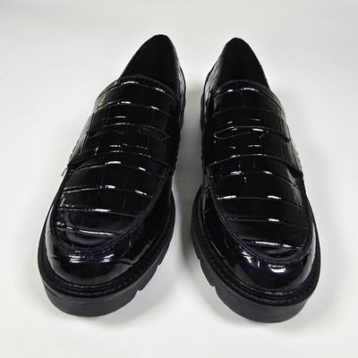 Anne Klein Women's Black Croc Print Slip-On Loafer Flats Comfort 8.5
