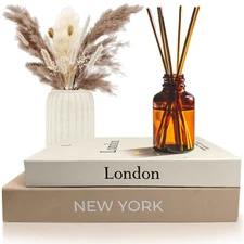 Faux Book Storage Box Set – Decorative Faux Books with Hidden Storage for Cof...