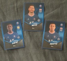 Adesivo Topps Champions League 2021/22 Lionel Messi #99 PSG + 2 Inc. #102 Mbappe
