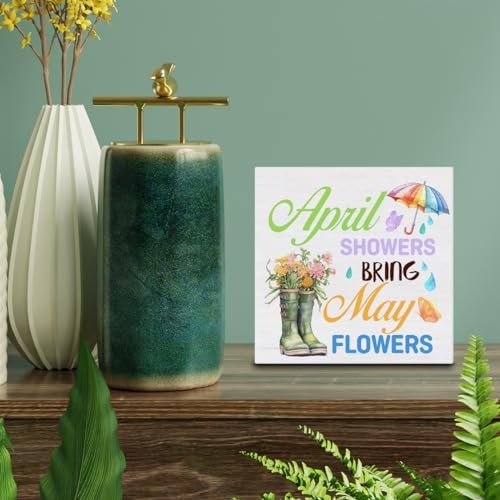 Spring Decor Farmhouse April Showers Bring May Flowers Wood Sign Spring 19 - Picture 5 of 7