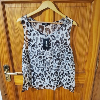 Versace VERSUS Damen Top 100 % Seide ärmellos Rundhalsausschnitt weiß Größe M/10 neu mit Etikett