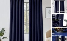 Sally Blackout Curtains 96 Inches Long 2 50"W x 96"L Pack of 2 Navy Blue