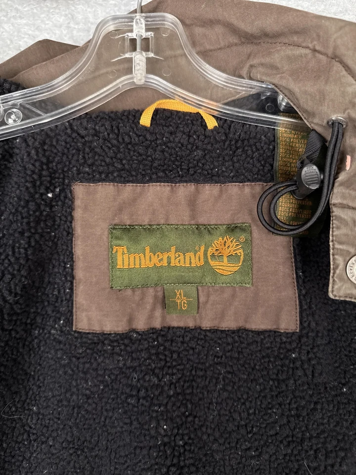 Chaqueta Timberland Para Hombres XL Marrón Con Capucha Parka Forrada Sherpa Abrigo Utilitario Ropa de Trabajo Foto 3 de 4