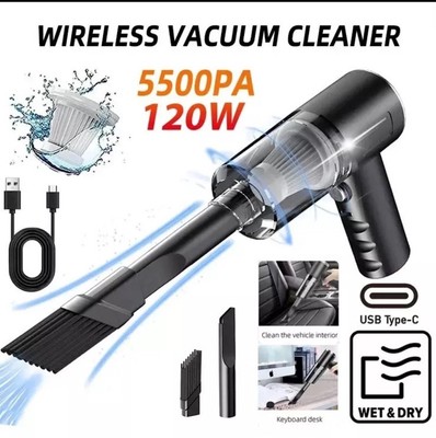 2 in 1 Wireless Vacuum Cleaner Dual Use for Home and Car 120W High Power Powerfu