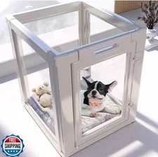 Clear Acrylic Dog Playpen 4-Panel Indoor Pet Enclosure for Small Pets Cats Dogs