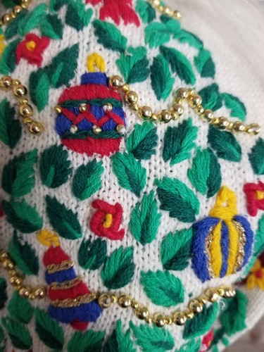 NUTCRACKER White Cotton Blend Women's Holiday Christmas Tree Pullover Sweater M - Picture 9 of 9