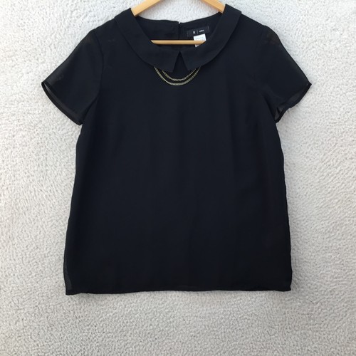 La Redoute Black Polyester Short Sleeve Blouse Women Size UK 10 NEW