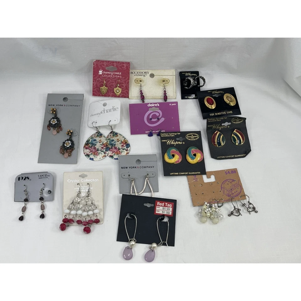 Лот из 14 пар 1928 Charming Charlie Simply Whispers висячие серьги-гвоздики - Изображение 2 из 4