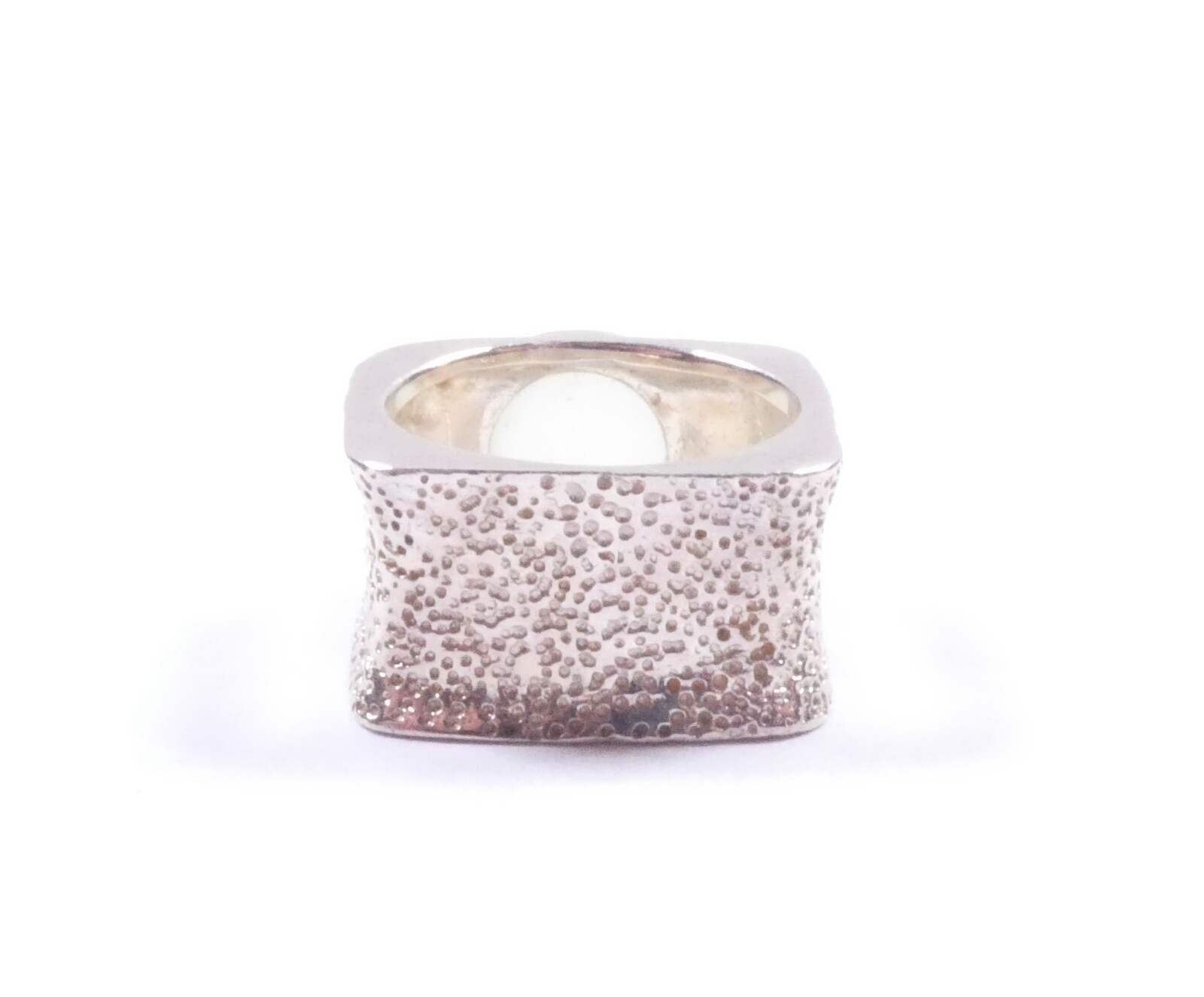 Chunky Square Band Ring Patterned 925 Sterling Si… - image 5