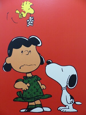 DEATH NYC ''GERAHMT'' Lithografie ltd. edition of 120 ''Snoopy kiss Lucy'' 3D Siegel