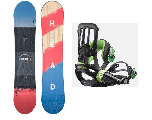 Set snowboard per bambini Head Rowdy 128 incl. attacco SALOMON tavola per principianti NUOVO