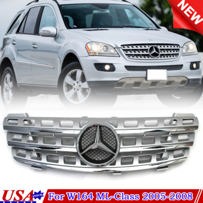 Silver Front Grille W/Emblem For Mercedes 2005-2008 W164 ML320 ML350 ML500 ML550