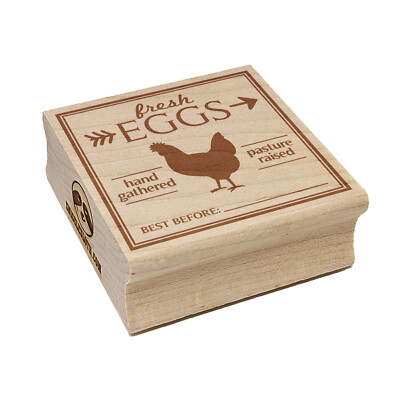 Fresh Chicken Eggs Hand Gathered Pasture Raised Best Before Square Rubber Stamp