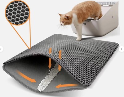 CONLUN Cat Litter Mat -Trapping Mat, Honeycomb Double Layer Design 18x16 Gray