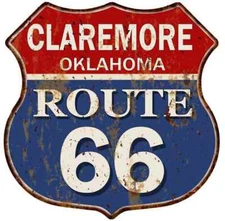 CLAREMORE, OKLAHOMA Route 66 Shield Metal Sign Man Cave Garage 211110013189
