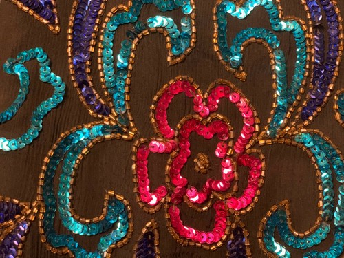 80s Multi-color Sequins Beaded Blouse Size M / L, SILK 100%, Party Disco India - Picture 7 of 17