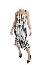NEW Dolce & Gabbana Brush Stroke Printed Dress -Runway Collection /Black/White
