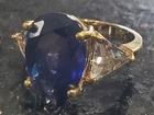 Vintage Goldtone Sterling Silver 925 China Pear Topaz & Trillion CZ Ring Size 7